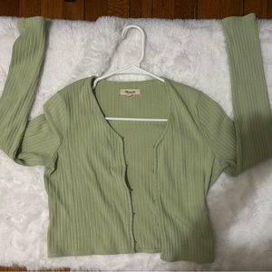 Madewell green cardigan